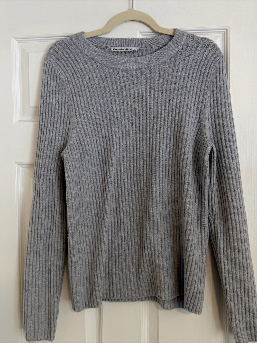 Abercrombie & Fitch Gray Ribbed Crewneck Sweater Soft Knit Large